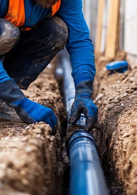 Aquatight technician installing exterior drainage